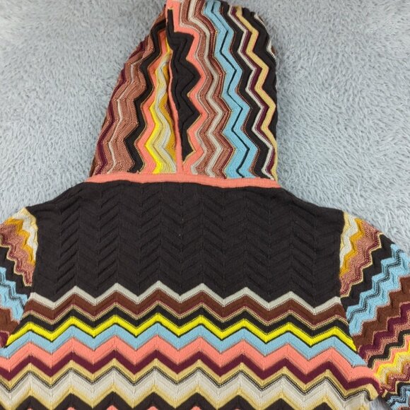 Missoni Target Hoodie Womens XL Multicolor Chevron Knit Zip Up Slim Fit Long - Picture 11 of 16